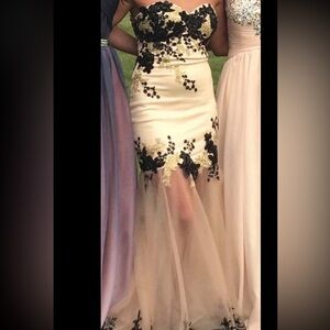 Elegant Black and Cream Lace Dress
